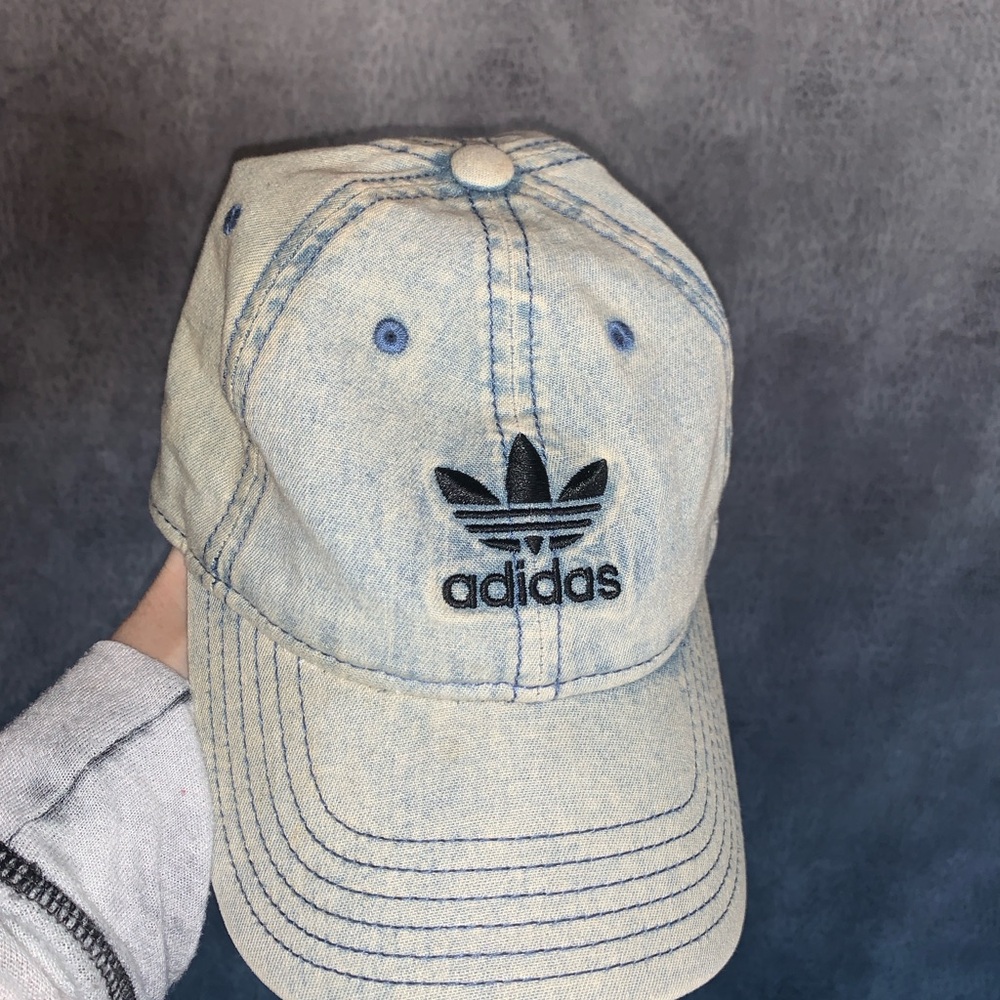 adidas Trefoil Denim Cap in Light Blue